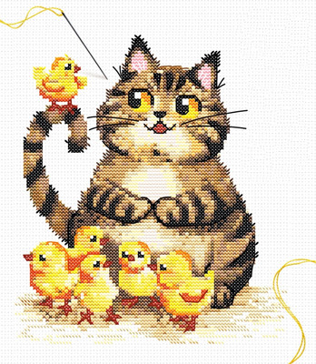 Набор для вышивания Школа талантов Пушистый котик и цыплята / 10732312