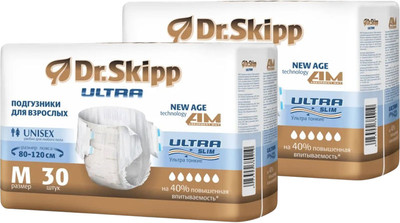 Подгузники для взрослых Dr.Skipp Ultra M (2x30шт)