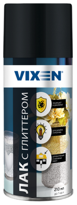 Лак Vixen С глиттером VX24016 (210мл, серебристый)