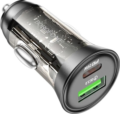 Зарядное устройство автомобильное Borofone BZ26A один порт PD43W + кабель Type-C to Lightning (черный)