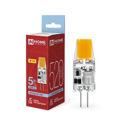 Лампа INhome LED-JC-COB 5Вт 12В G4 6500К 520Лм / 4690612060279