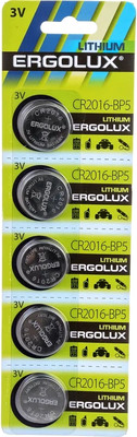 Комплект батареек Ergolux CR2016 BL-5 / 12049 (5шт)