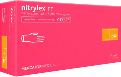 Перчатки одноразовые Mercator Nitrylex PF текстурированные нестерильные неопудренные (L, розовый)