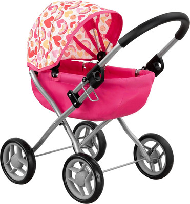 Коляска для куклы Pituso 9325A-Pink-2024 (розовый/сердечки)