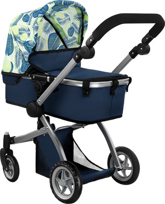 Коляска для куклы Pituso 9651B-Deep Blue (листочки/синий)
