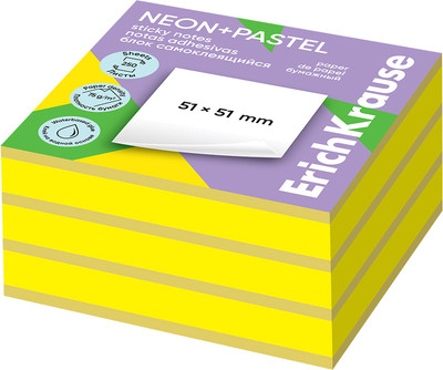 Стикеры канцелярские Erich Krause Neon. Pastel / 63676