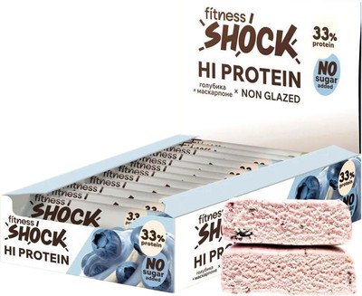 Набор протеиновых батончиков FitnesShock Со вкусом маскарпоне и голубикой (12x60г)