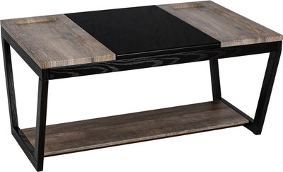 Журнальный столик Мебелик BeautyStyle 33 (дуб крымский состаренный/венге/стекло черное)