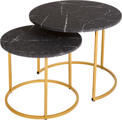 Комплект журнальных столиков Мебелик МеталлАрт М001 (черный мрамор/золото)
