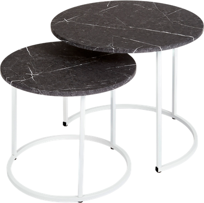 Комплект журнальных столиков Мебелик МеталлАрт М001 (черный мрамор/белый)