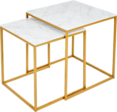 Комплект журнальных столиков Мебелик МеталлАрт М002 (белый мрамор/золото)