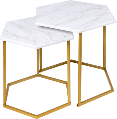 Комплект журнальных столиков Мебелик МеталлАрт М003 (белый мрамор/золото)