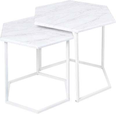 Комплект журнальных столиков Мебелик МеталлАрт М003 (белый мрамор/белый)