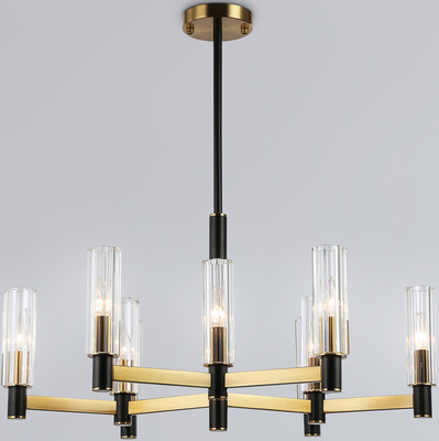 Люстра Ambrella LH55513/9 BK/BS/CL (черный/латунь/прозрачный)