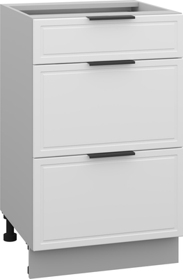 Шкаф-стол кухонный Arvento Корнелия Флок-плюс НШ50р3ш без столешницы (белый софт)