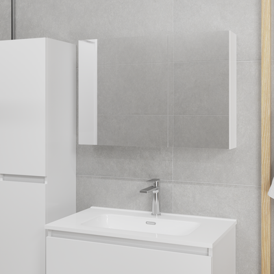 Шкаф с зеркалом для ванной Lauter Mia 80 (белый глянец)