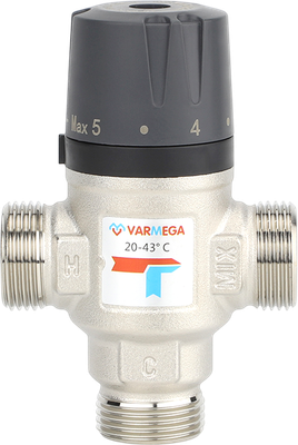 Клапан термостатический Varmega НР 1" 20-43 Kvs 2.5 / VM17503 (боковое смешение)