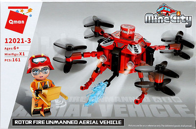 Конструктор Qman Огнеборцы. Пожарный квадрокоптер 12021 / 10855651 (161эл)