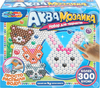 Развивающая игра MultiArt Аквамозаика 300 бусин лесные жители / AB300-LES