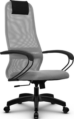 Кресло офисное Metta SU-B-8 (подлокотники металл черный/основание пластик, светло-серый)