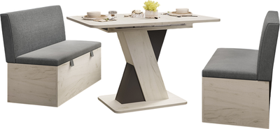 Обеденная группа ТриЯ Мальта прямая (дуб крафт белый/серый)