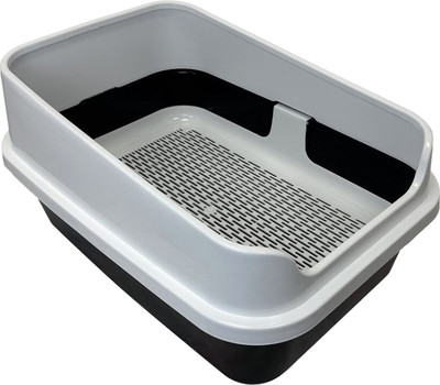 Туалет-лоток Homecat Комфорт плюс с бортиком и сеткой / 89376 (черный/белый)