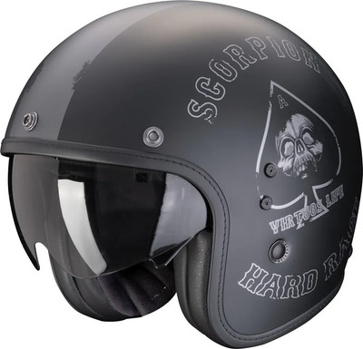 Мотошлем Scorpion Exo Belfast Evo Spade (р. 2XL, черный матовый/серебристый)
