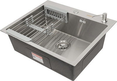 Мойка кухонная Arfeka AF 60x50.5+CL AR+DS AR (Satin Nano, с дозатором и коландером)