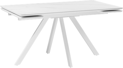 Обеденный стол Notta Вилли 140/200x80 (белый мрамор/белый)