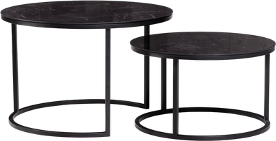 Комплект журнальных столиков Woodville Плумерия (черный мрамор/черный)