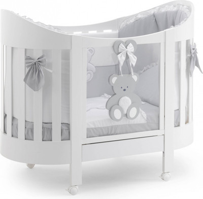 Детская кроватка Italbaby Peluche Oval / 070.1400-0077 (белый/серый)