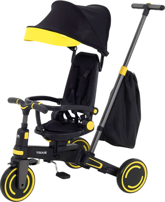 Трехколесный велосипед с ручкой MOWbaby Trixie MC055 (черный/желтый)