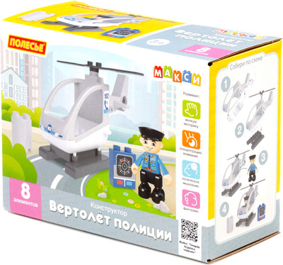 Конструктор Полесье Вертолет полиции / 10838 (8эл)