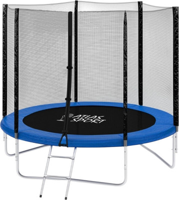 Батут Atlas Sport Basic 312см - 10ft с внешней сеткой и лестницей (синий, 3 ноги)