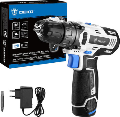 Аккумуляторная дрель-шуруповерт Deko DKCD12V Snow White SET1 / 083-1106
