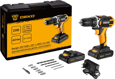 Аккумуляторная дрель-шуруповерт Deko Banger 20V ONE+ SET1 / 083-1110