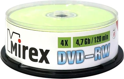 Набор дисков DVD+RW Mirex Brand Cake Box 4.7Gb 4x / UL130032A4M (25шт)