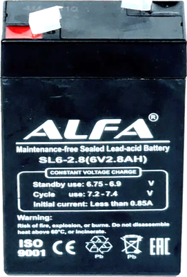 Аккумуляторная батарея ALFA battery 6V-2.8Ah F1 / SL6-2.8