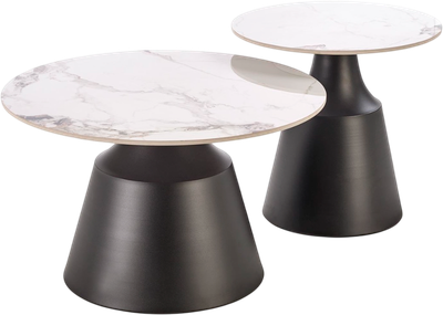 Комплект журнальных столиков Halmar Magneta (белый мрамор/черный)