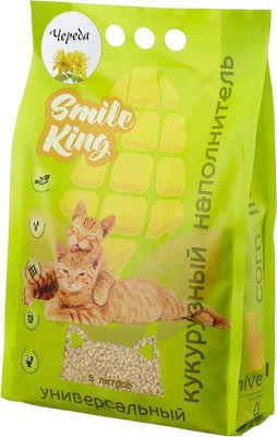 Наполнитель для туалета Smile King Кукурузный универсальный / SK-003 (3кг, череда)