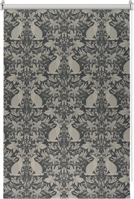Рулонная штора Franc Gardiner Blackout Print Зайцы ежевика 60x160 / 9403218245 (серо-голубой)