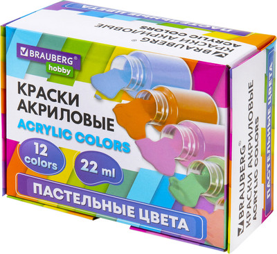 Акриловые краски Brauberg Hobby / 192411 (12цв)
