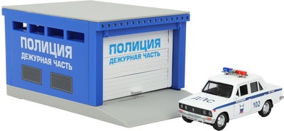 Гараж игрушечный Технопарк Гараж Полиция / GARAGESMA-20PLPOL-VAZ-WOD