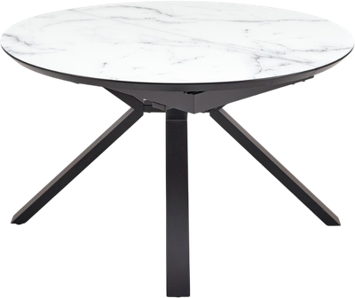 Обеденный стол Halmar Vertigo 130-180x130x76 (белый мрамор/черный)