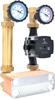 Насосно-смесительный узел коллектора HuchEnTEC DN 25 ECO 2 со встроенным теплообменником / 101.33.025.GR.00 (без насоса)