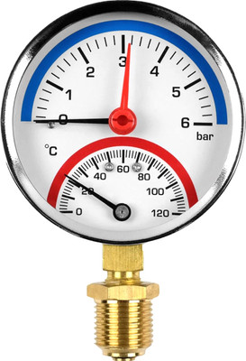 Термоманометр сантехнический Valfex 80мм 1/2" 10 бар 120°С / VF.TMN.80.012.10