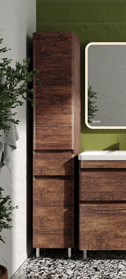 Шкаф-пенал для ванной Symbolite Атлантика 35 Люкс Plus с корзиной (старое дерево)