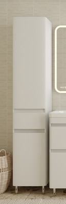 Шкаф-пенал для ванной Symbolite Атлантика 35 Люкс Plus с корзиной (белый)