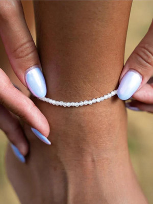 Браслет на ногу Wolves Циркон 5609 (р.21-26, белый)