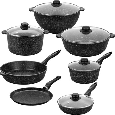 Набор кухонной посуды Elan Gallery 120111+7 (черный мрамор)